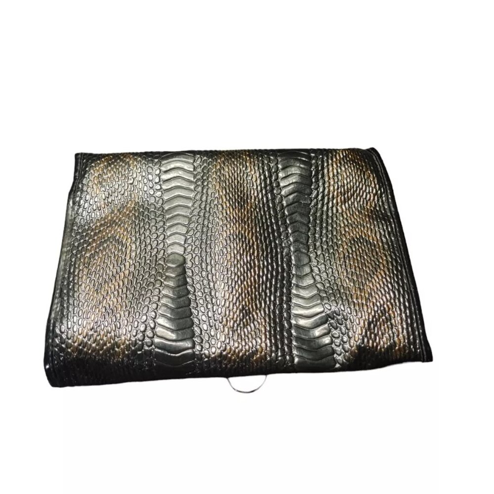 Palizzio Brown Snakeskin Style travel/portable beauty/cosmetics bag.